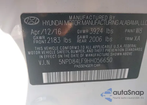 2017 Hyundai Elantra Limited из США, поврежденный, VIN 5NPD84LF9HH056650